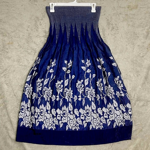 Anthropologie Lapis Womens Strapless Smocked Tube Top Boho Floral Dress One Size - Picture 1 of 6